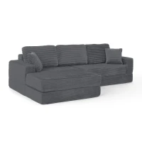 Left-Arm L-Shape Modular Sectional Sofa with Plush Foam-Filled Seats, Modular Sofa Ideal for Living Room, 112.5" L x 62.5-88" W x 28" H, Gray(m-10)
