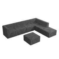 L-Shape Modular Sectional Sofa with Spring-Supported Seat Cushions, DIY Sleeper with All-Foam Construction, 130.5" L x 98" W x 30" H, Grey(m-2)