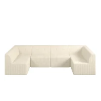 U-Shaped Modular Sofa with Spring-Supported Cushions and Wide Arms, Sectional Sofa Perfect for Living Room, 130.5" L x 65" W x 30" H, Beige(m-2)