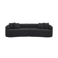 Curved Modular Sectional Sofa with Lambswool Fabric, One-Piece Foam, Compressed Lounge for Living Room, 104" L x 32.5" W x 27" H, Black