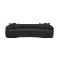 Curved Modular Sectional Sofa with Lambswool Fabric, One-Piece Foam, Compressed Lounge for Living Room, 104" L x 32.5" W x 27" H, Black(m-2)