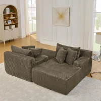 2-Seater Compressed Foam Lounge Sofa with Velvet Fabric and No Wood Frame, Loveseat Ideal for Bedroom, 83" L x 63" W x 25" H, Brown(m-4)