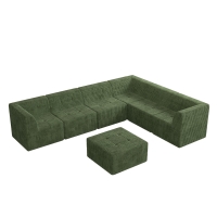 L-Shaped Modular Sectional Sofa with Foam-Filled Spring-Support Cushions, Reversible Sleeper for Living Room, 130.5" L x 97.5" W x 30" H, Green