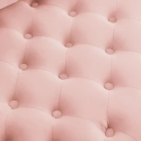 Velvet Upholstered Swivel Chair with Button-Tufted Back, Multi-Density Foam Cushion, Seat with 3 Accent Pillows, 30" L x 30" W x 26" H, Pink(m-5)