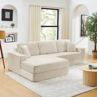 Left-Arm L-Shape Modular Sectional Sofa with Plush Foam-Filled Seats, Modular Sofa Ideal for Living Room, 112.5" L x 62.5-88" W x 28" H, Beige(m-5)