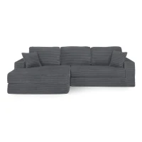 Left-Arm L-Shape Modular Sectional Sofa with Plush Foam-Filled Seats, Modular Sofa Ideal for Living Room, 112.5" L x 62.5-88" W x 28" H, Gray(m-2)