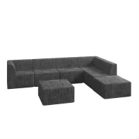 L-Shape Modular Sectional Sofa with Spring-Supported Seat Cushions, DIY Sleeper with All-Foam Construction, 130.5" L x 98" W x 30" H, Grey(m-12)