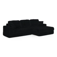 Right-Arm L-Shape Modular Sectional Sofa with Plush Foam-Filled Seats, Modular Sofa Ideal for Living Room, 112.5" L x 62.5-88" W x 28" H, Black(m-10)