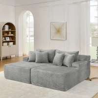 2-Seater Compressed Foam Lounge Sofa with Velvet Fabric and No Wood Frame, Loveseat Ideal for Bedroom, 83" L x 63" W x 25" H, Gray(m-1)