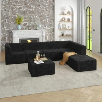 L-Shape Modular Sectional Sofa with Foam-Filled Cushions for Plush Comfort, Reversible Sleeper for Living Room, 130.5" L x 98.5" W x 30" H, Black(m-1)