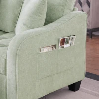 2-Seater Sofa Chaise Lounge with Irregular Curved Armrests, Ergonomic Backrest, Footrest with 2 Throw Pillows, 42.5" L x 32.5" W x 36.5" H, Cyan(m-7)