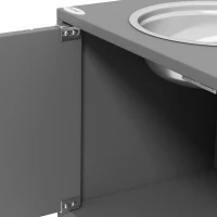 PawHut Elevated Dog Bowls for Large Dogs Pet Feeding Station with Stand, Storage, 2 Stainless Steel Food and Water Bowls, Grey(m-10)