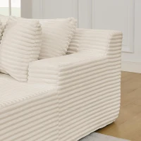 2-Seater Compressed Foam Lounge Sofa with Velvet Fabric and No Wood Frame, Loveseat Ideal for Bedroom, 83" L x 63" W x 25" H, Beige(m-5)