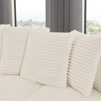 Tufted Corduroy Upholstered Sectional Sofa with Reversible Chaise, Footrests, Sleeper for Compact Room, 110.5" L x 57" W x 25.5" H, Beige(m-6)