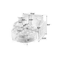 2-Seater Sofa Chaise Lounge with Irregular Curved Armrests, Ergonomic Backrest, Footrest with 2 Throw Pillows, 42.5" L x 32.5" W x 36.5" H, Black(m-4)