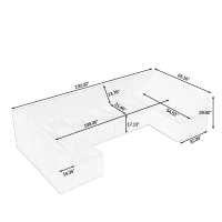 U-Shaped Modular Sofa with Spring-Supported Cushions and Wide Arms, Sectional Sofa Perfect for Living Room, 130.5" L x 65" W x 30" H, Green(m-3)