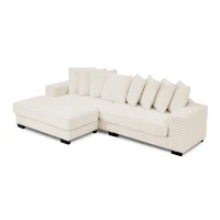 Tufted Corduroy Upholstered Sectional Sofa with Reversible Chaise, Footrests, Sleeper for Compact Room, 110.5" L x 57" W x 25.5" H, Beige(m-8)