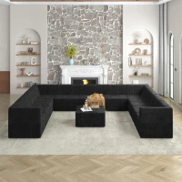 U-Shaped Modular Sectional Sofa with Foam-Filled Cushions, Reversible No-Assembly Design for Living Room, 163.5" L x 130.5" W x 30" H, Black(m-7)