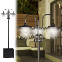 Outsunny 74.5" 3-head Solar Lamp Post Street Light with Planter, Solar Pole Lights Outdoor Waterproof LED Lighting for Backyard Pathway Patio Lawn Driveway Decor, Black