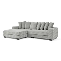 Tufted Corduroy Upholstered Sectional Sofa with Reversible Chaise, Footrests, Sleeper for Compact Room, 110.5" L x 57" W x 25.5" H, Gray(m-10)
