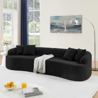 Curved Modular Sectional Sofa with Lambswool Fabric, One-Piece Foam, Compressed Lounge for Living Room, 104" L x 32.5" W x 27" H, Black(m-1)