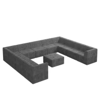 U-Shaped Modular Sectional Sofa with Foam-Filled Cushions, DIY Sleeper Perfect for Living Room, 163.5" L x 130.5" W x 30" H, Grey(m-12)