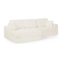 Left-Arm L-Shape Modular Sectional Sofa with Plush Foam-Filled Seats, Modular Sofa Ideal for Living Room, 112.5" L x 62.5-88" W x 28" H, Beige(m-10)