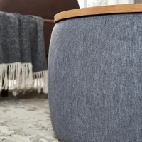 2-in-1 Round Storage Ottoman with Removable Lid, Hidden Storage, End Table & Ottoman for Living Room, 25.5" L x 25.5" W x 14.5" H, Dark Grey(m-6)