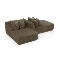 2-Seater Compressed Foam Lounge Sofa with Velvet Fabric and No Wood Frame, Loveseat Ideal for Bedroom, 83" L x 63" W x 25" H, Brown(m-8)