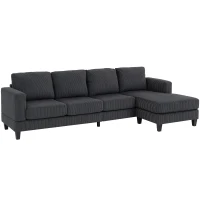 HOMCOM L Shaped Couch, L Shape Sofa with Chaise Lounge and Spring Cushion for Living Room, Bedroom, Charcoal Grey(m-11)
