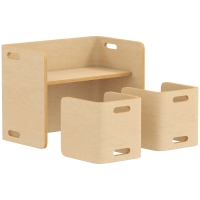 Qaba Kids Table and Chair Set, Height Adjustable Toddler Table and Chair Set for Kids Ages 3-8, Play, Learning, Natural