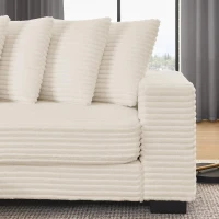 Tufted Corduroy Upholstered Sectional Sofa with Reversible Chaise, Footrests, Sleeper for Compact Room, 110.5" L x 57" W x 25.5" H, Beige(m-7)