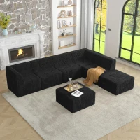 L-Shape Modular Sectional Sofa with Foam-Filled Cushions for Plush Comfort, Reversible Sleeper for Living Room, 130.5" L x 98.5" W x 30" H, Black(m-7)