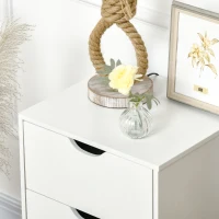 HOMCOM Bedside Table, Modern Nightstand with 3 Drawers, Side End Table with Wood Legs for Living Room, Bedroom, White(m-12)