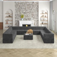 U-Shaped Modular Sectional Sofa with Foam-Filled Cushions, DIY Sleeper Perfect for Living Room, 163.5" L x 130.5" W x 30" H, Grey(m-1)