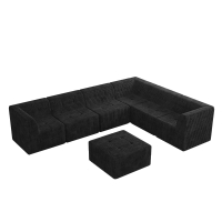 L-Shape Modular Sectional Sofa with Foam-Filled Cushions for Plush Comfort, Reversible Sleeper for Living Room, 130.5" L x 97.5" W x 30" H, Black