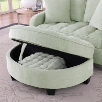 2-Seater Sofa Chaise Lounge with Irregular Curved Armrests, Ergonomic Backrest, Footrest with 2 Throw Pillows, 42.5" L x 32.5" W x 36.5" H, Cyan(m-6)