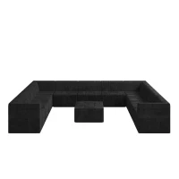 U-Shaped Modular Sectional Sofa with Foam-Filled Cushions, Reversible No-Assembly Design for Living Room, 163.5" L x 130.5" W x 30" H, Black(m-2)