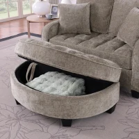 2-Seater Sofa Chaise Lounge with Irregular Curved Armrests, Ergonomic Backrest, Footrest with 2 Throw Pillows, 42.5" L x 32.5" W x 36.5" H, Brown(m-6)