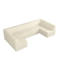 U-Shaped Modular Sofa with Spring-Supported Cushions and Wide Arms, Sectional Sofa Perfect for Living Room, 130.5" L x 65" W x 30" H, Beige(m-11)