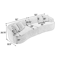 Curved Modular Sectional Sofa with Lambswool Fabric, One-Piece Foam, Compressed Lounge for Living Room, 104" L x 32.5" W x 27" H, Black(m-3)