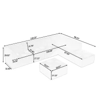 L-Shape Modular Sectional Sofa with Spring-Supported Seat Cushions, DIY Sleeper with All-Foam Construction, 130.5" L x 98" W x 30" H, Grey(m-3)