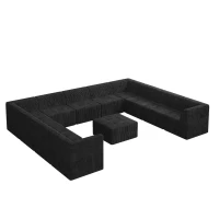 U-Shaped Modular Sectional Sofa with Foam-Filled Cushions, Reversible No-Assembly Design for Living Room, 163.5" L x 130.5" W x 30" H, Black(m-11)