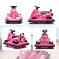 Qaba Bumper Car for Kids, 6V Battery Powered Bumping Car with 360 Degree Spin, Dual Motors, Music, for 3-8 Years, Pink(m-10)