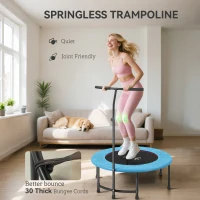 Soozier 39" Mini Exercise Trampoline w/ Adjustable T-Bar Indoor Fitness Rebounder Blue(m-5)