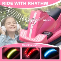 Qaba Bumper Car for Kids, 6V Battery Powered Bumping Car with 360 Degree Spin, Dual Motors, Music, for 3-8 Years, Pink(m-9)