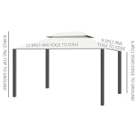 Outsunny 10 x 13ft Aluminum Frame Gazebo Canopy Double Tier Garden Shelter with Netting and Curtains, Cream White(m-3)