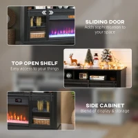 HOMCOM Fireplace TV Stand for TVs Up to 80 Inch, TV Console with Electric Fireplace, Open Storage and Side Cabinets, Black(m-5)