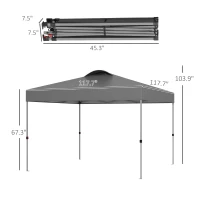Outsunny 10' x 10' Outdoor Gazebo Pop Up Canopy Party Tent with Carrying Bag, Dark Gray(m-3)
