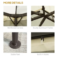 Outsunny 10 x 13ft Aluminum Frame Gazebo Canopy Double Tier Garden Shelter with Netting and Curtains, Cream White(m-6)